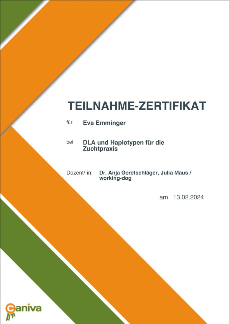Zertifikat Zuchtpraxis