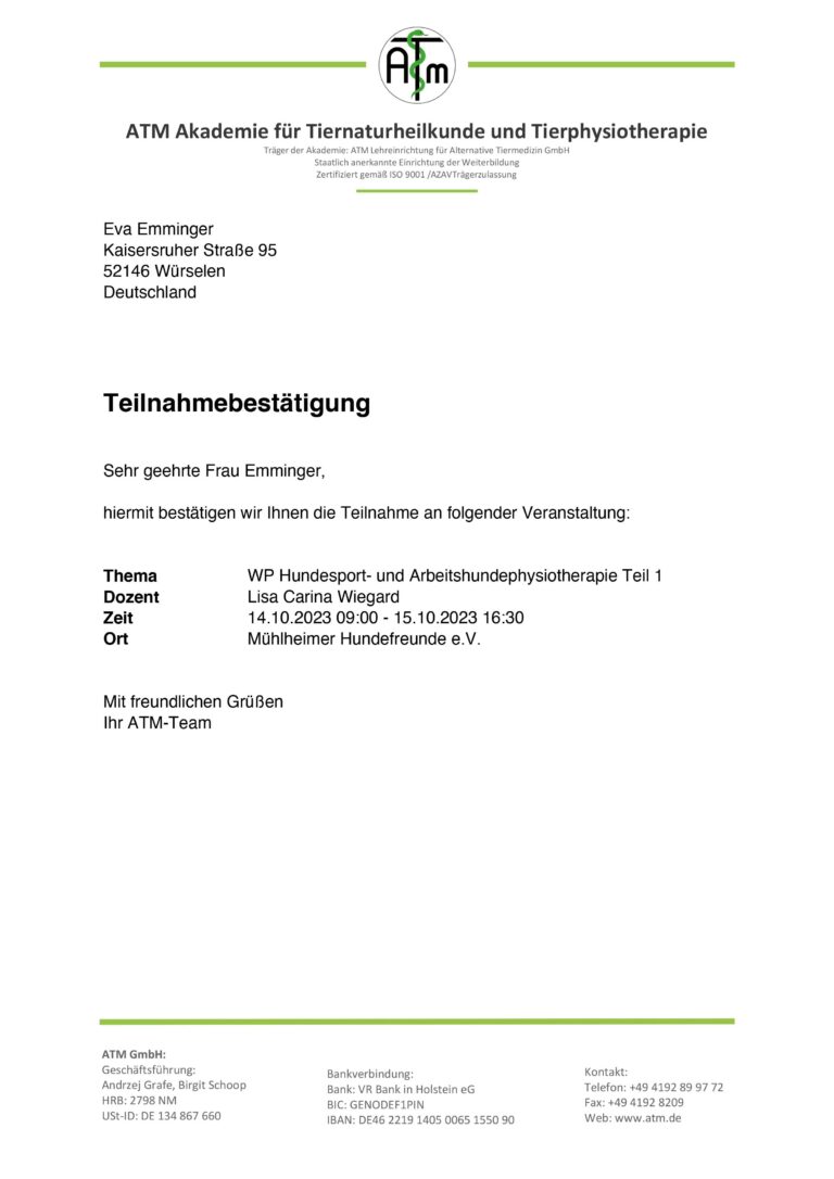 ATM Teilnahmebestätigung